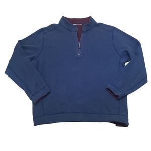 Tommy Bahama Men's Blue Cotton  Quarter Zipper Pull-over‎ Size Large